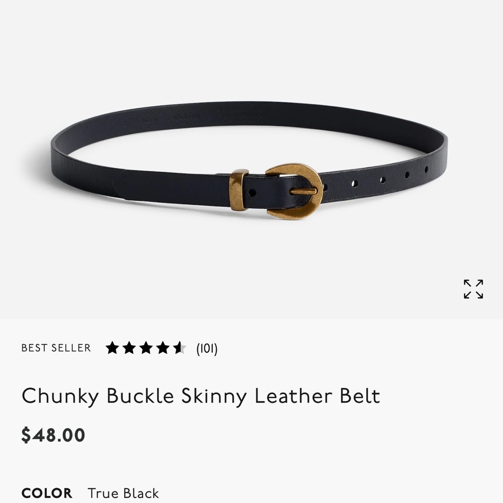 （SOLD) Madewell Chunky Buckle Skinny Leather Belt
